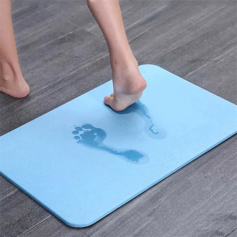 390 * 600mm Diatomite Bath Mat Anti-Slip Tapete Tapete Absorvente Tapete de Banho Rápido Tapete Rápido Dreno Rápido Banheiro Conjunto de Entrada Entrada 211130