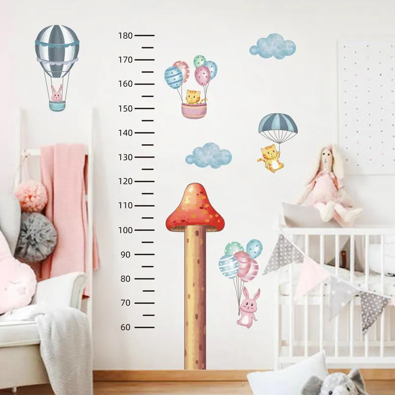 Duvar Çıkartmaları [Shijuehezi] Karikatür Balonlar Hayvanlar DIY Yükseklik Ölçü Çıkartmaları Çocuk Odası Için Bebek Yatak Odası Ev Dekorasyon