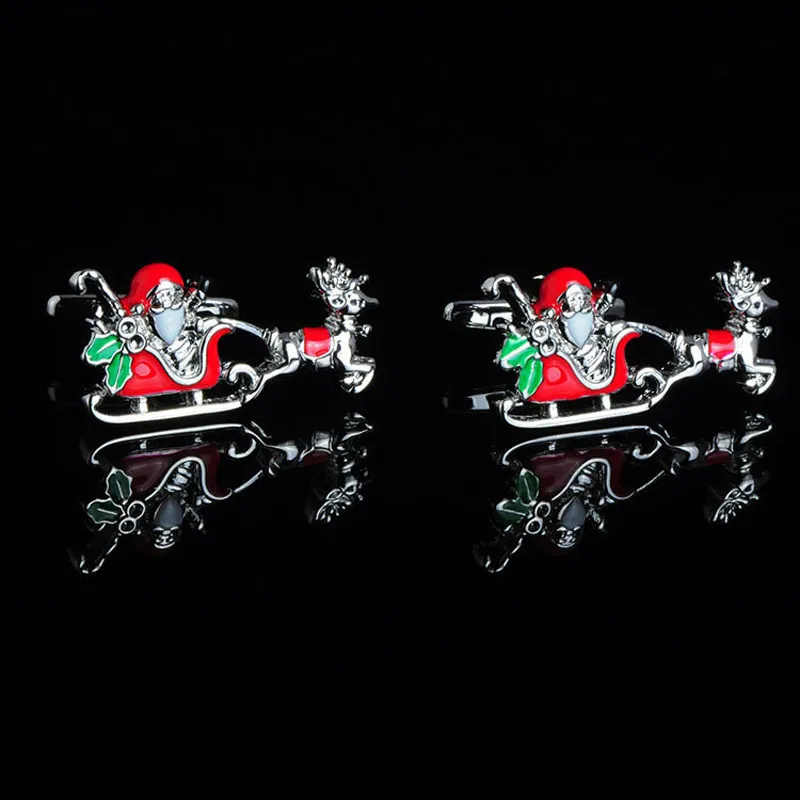 SavoyShi Santa Claus manschettknappar för herrskjorta manschetter högkvalitativa emalj manschetter Julklapp Män smycken gravyr