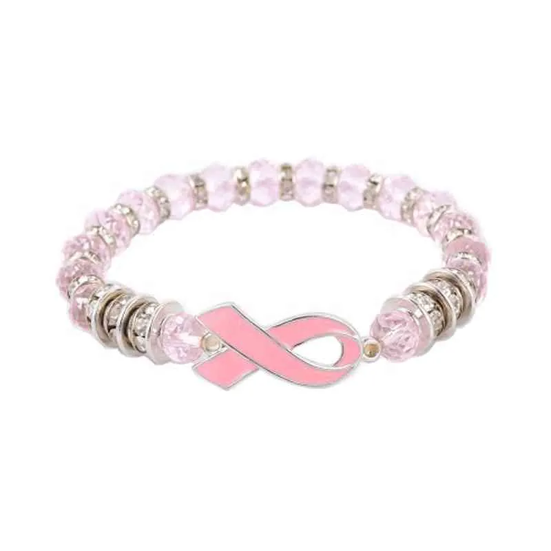 Fabrikverkauf Direkt öffentliche Werbung Brustkrebs-Bewusstseinsarmband Pink Ribbon-Armband für Frauen KLASSISCH Dign