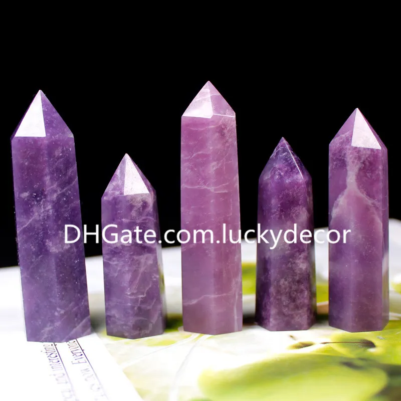 10pcs tour de point à terminaison unique lépidolite naturelle baguette en cristal de quartz spécimen reiki guérison spirituelle équilibrant l'obélisque d'énergie pourpre