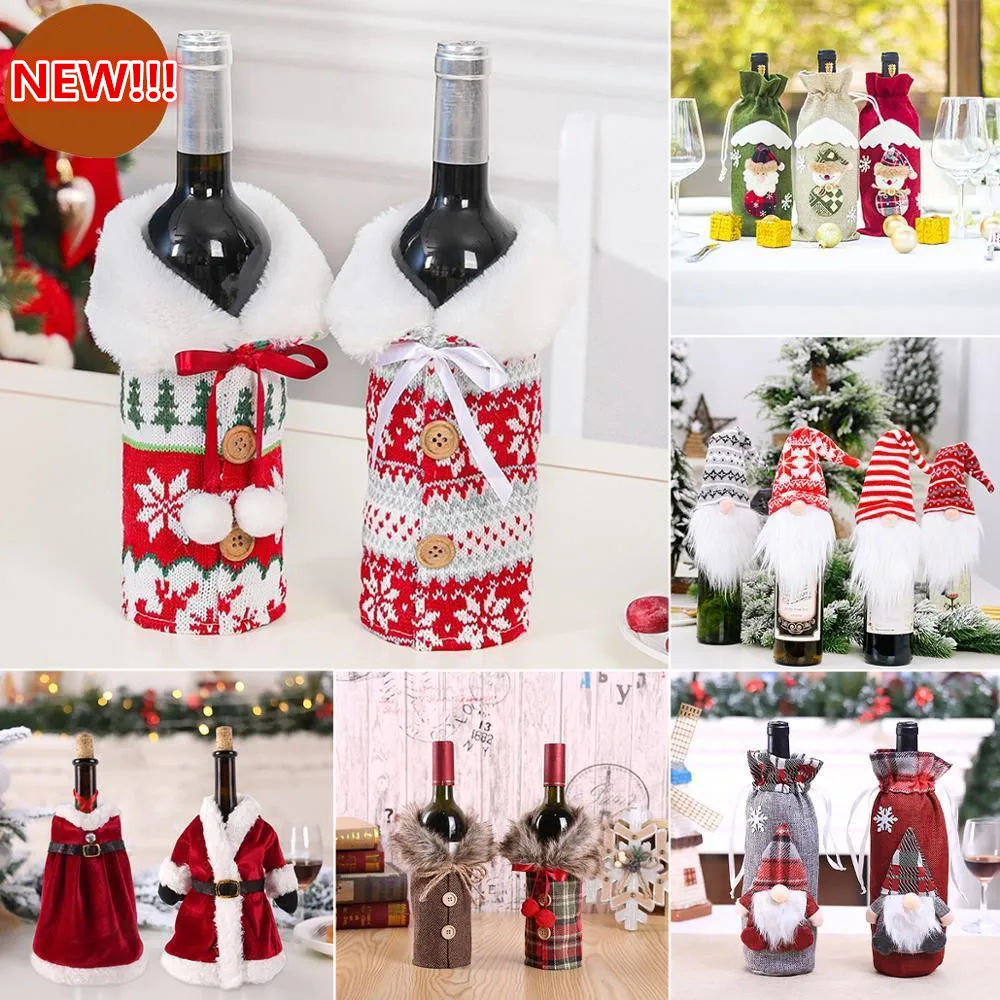 XMAS Decorazioni Bottiglie Di Vino Rosso Copri Borse Portabottiglie Decorazioni Feste Abbraccio Babbo Natale Pupazzo Di Neve Decorazione Della Tavola La Casa Natale SN2976 Da 2,14 € | DHgate