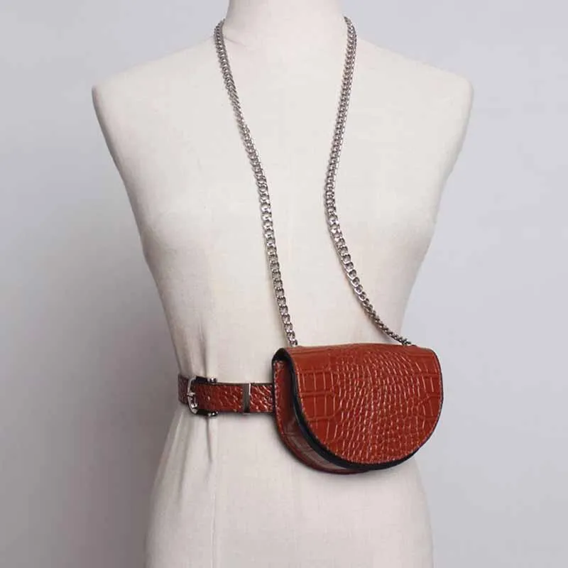 Belts SeeBeautiful Fashion 2021 Summer Autumn Metal Pin Buckle Chain Detachable PU Leather Bag Girdle Waist Women N331