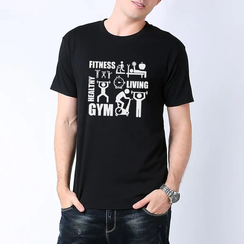 Мужские футболки Фитнес мужская футболка летняя рубашка тренажерный зал бренд одежда печатает спортивный тройник мужской хлопок с коротким рукавом бегущий т вершины
