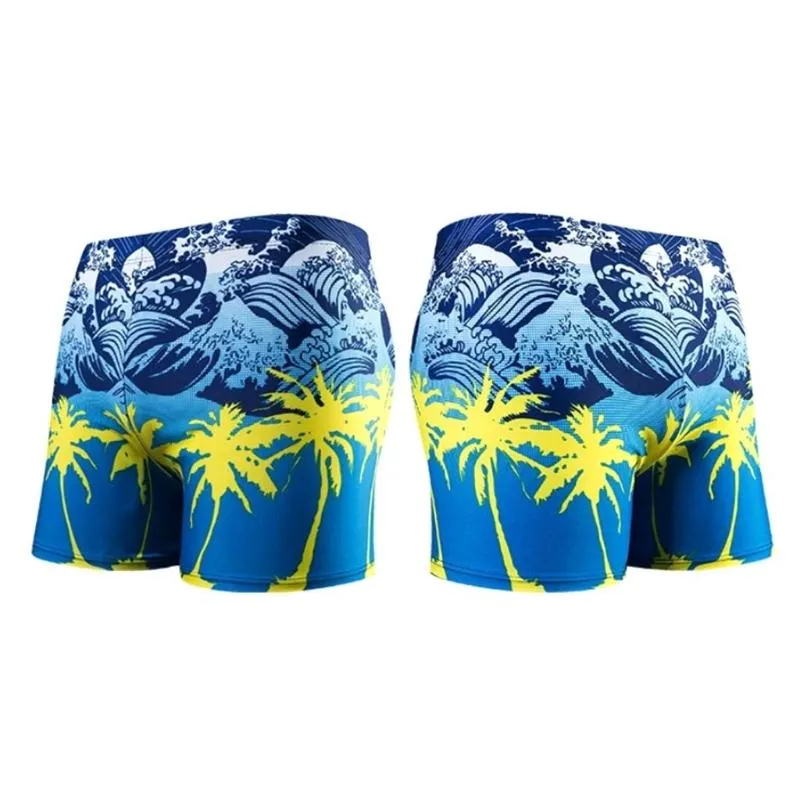 Costumi da bagno da uomo M89D Costume da bagno da uomo con gamba quadrata Tropical Coconut Tree Stampa Boxer Slip da bagno Bikini con coulisse Pantaloncini da surf atletici