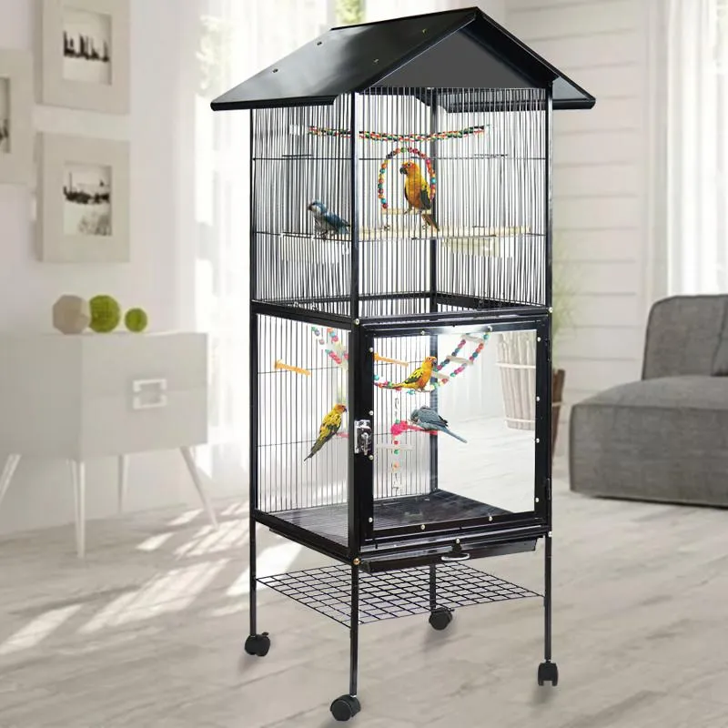 Cage à Oiseaux avec Mangeoire, Nid d'Oiseau, Boîte de Reproduction