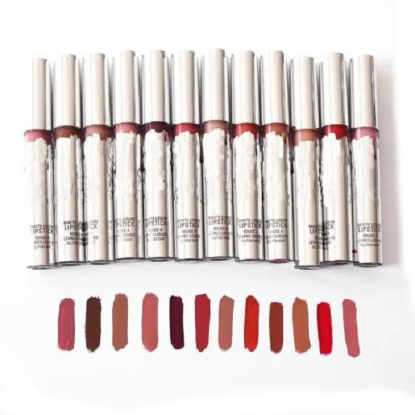 12 Pièces Vault Ensemble de Rouge à Lèvres Liquide Édition Vacances Brillant à Lèvres Mat Collection Cadeau Cosmétique Kit de Maquillage Brillant à Lèvres Imperméable Naturel Longue Durée