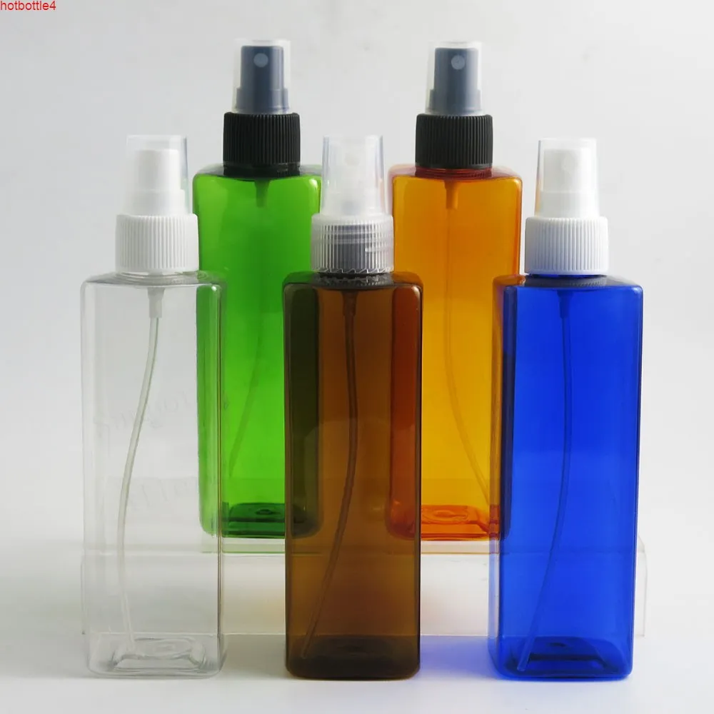 30 x grande plástico perfume líquido névoa spray garrafa recarregável vazio pulverizador atomizador 8oz claro azul âmbar verde laranja garrafas alta qualidade
