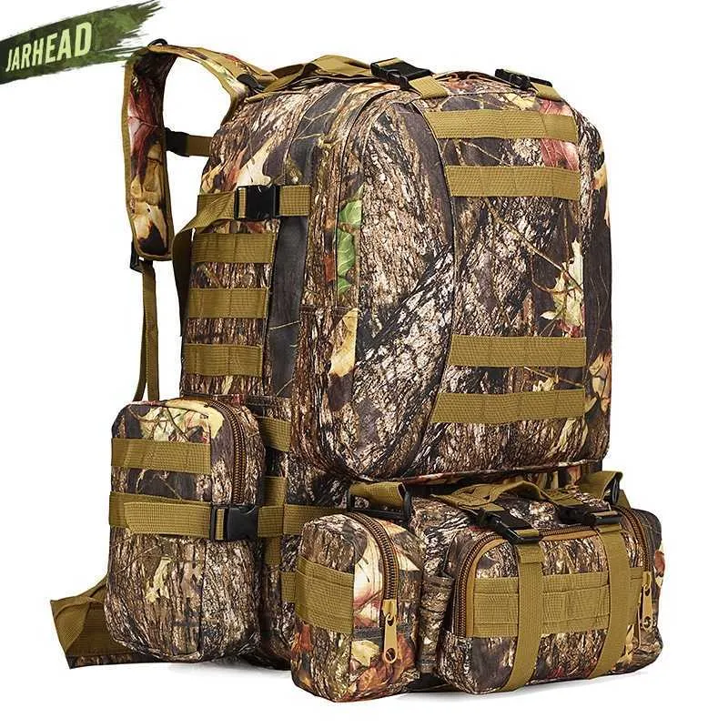 55L MOLLE большой тактический рюкзак 4 в 1 открытый военный штурм рюкзак камуфляж кемпинг туризм сумка путешествия охотничьи рюкзак Q0721