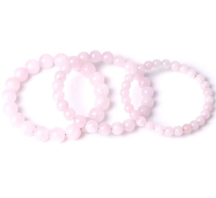 Other Loose Beads Jewelry10Mm Matte Rose Bracelet,Gemstone Bracelet,Rose Quartz Round Beads,Elastic Bracelet,Good Luck Bracelet Drop