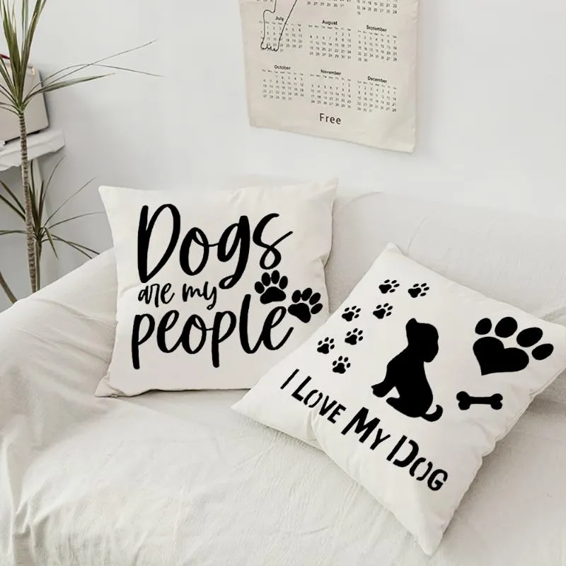 Kussen / decoratief kussen I Love My Dog Paws Print Fashion Cushion Cover Thuis Office Decoratieve Kussensloop Sofa Woonkamer Sierkussens CA