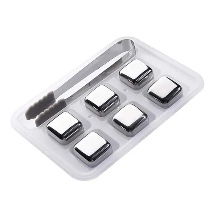 304 Stainless Steel Ice Cube Reusable Chilling Stones for Whiskey Wine Keep Your Drink Longer Cold Metal Ice Whiskey Red Wine Cooling SN5244