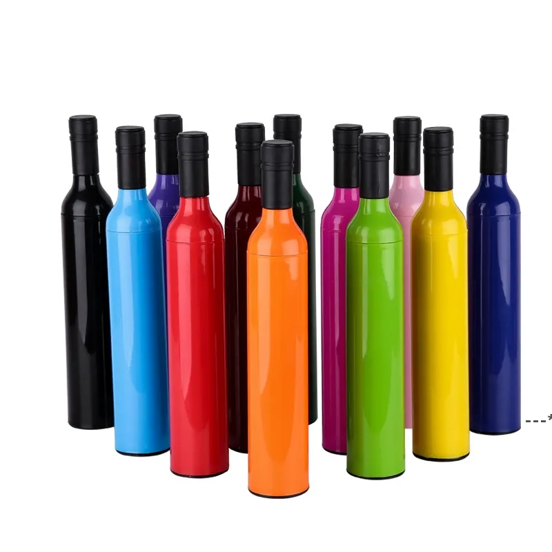 NUOVOOmbrello bottiglia creativo Multifunzione Doppio scopo Ombrelli colloidali in argento Moda Bottiglie di vino in plastica Parasole Comodo RRD12