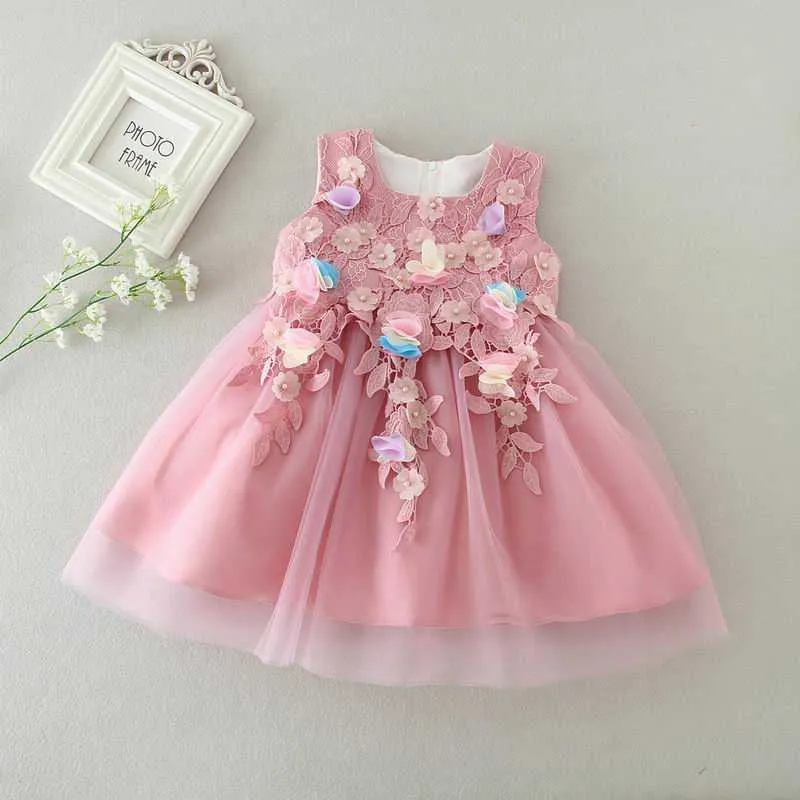 Retail Infant Wedding Costume Baby Girl Flower Petals Dress Bridesmaid Elegant Pageant Tulle Formal Party BB8516 210610