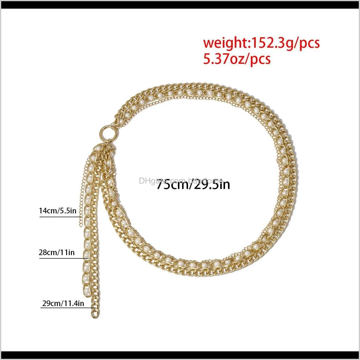 Vintage Multilayer Chunky Thick Cuba Pearl Body Chain for Women Punk Tassels Pendant Harness Waist Belly Chain Jewelry