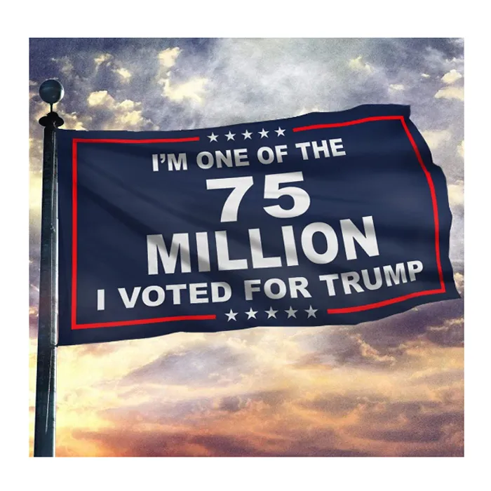 私はトランプフラッグの旗3 'x 5'ftフェスティバルバナー100Dポリエステル屋外の高品質の鮮やかな色の2つの真鍮グロメットを持つ7500万投票の1つです。