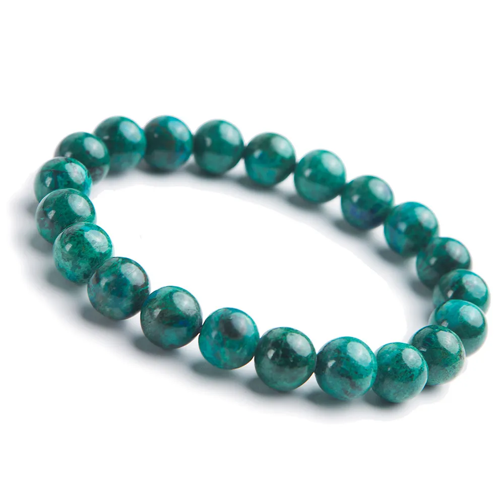 10mm Natural Green Malachit Chrysocolla Bransoletka Biżuteria Dla Kobiet Lady Mężczyźni Kryształowe Okrągłe Koraliki Stretch Reiki Strands Aaaaa