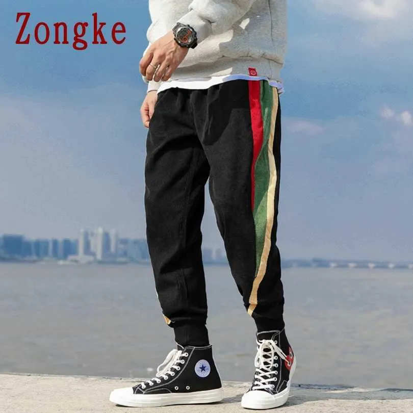 Zongke, pantalones bombachos de pana a rayas, ropa para hombre, pantalones para correr para hombre, pantalones de calle, pantalones de chándal de Hip Hop para hombre 5XL 2021 Y0927