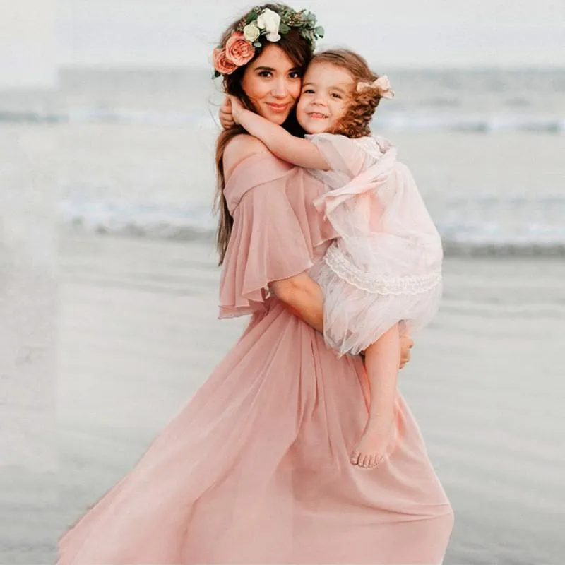 Robes de maternité pour séance Photo robe de grossesse rose accessoire de photographie Maxi robe robes pour femmes enceintes vêtements D15