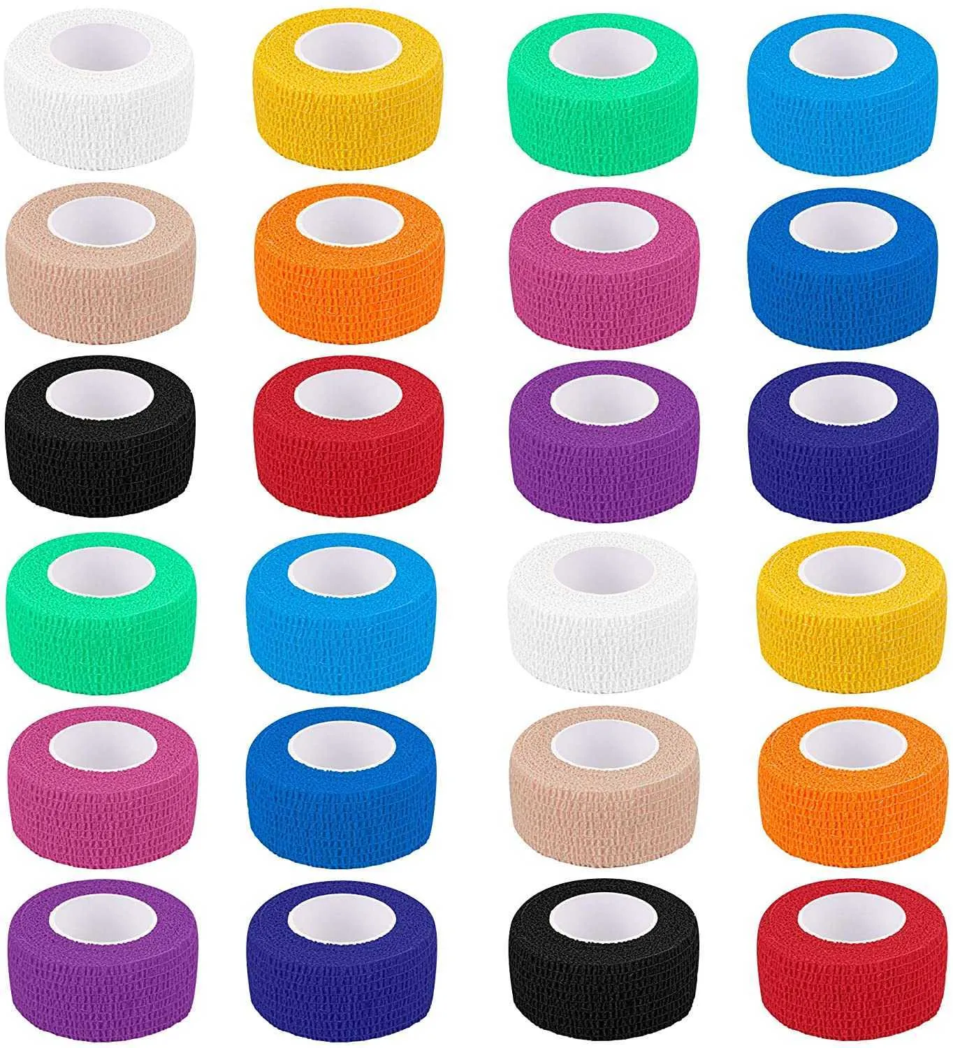 24 Piece Vet Wrap Pet First Aid Tape Self Adherent Cohesive Bandage for Dogs Cats Horses Breathable Elastic Sport Tape 2.5cm Q0913