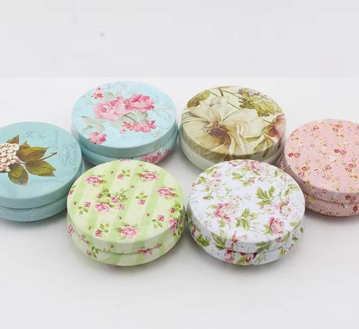 Floral Pastoral Iron Storage Tank Box Bins Cans Metal Round Coffee Tea Snacks Candy Tin Storage-Container boxes SN4853