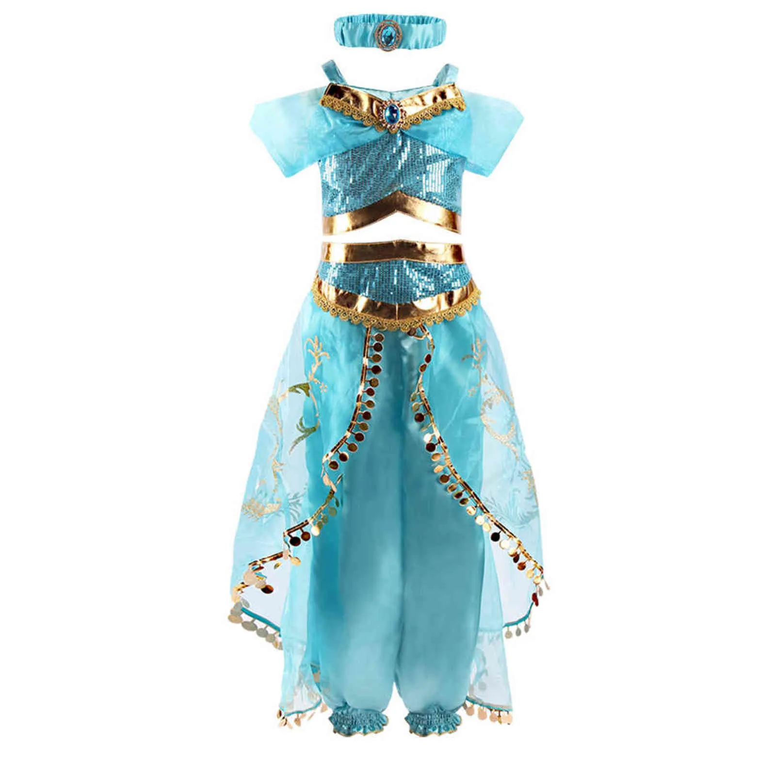 Jasmine Princess Cosplay Dress Arabian Kids Baby Girl Party Costume Carnival Fantasy Ball Evening Dress 3-10 Years G1129