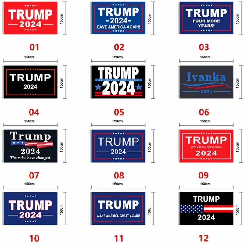 Trump Flag 2024 Valflagga Banner Donald Trump Flagga Keep Amerika Bra igen Ivanka Trump Flaggor 150 * 90cm 12 stilar EEA1277