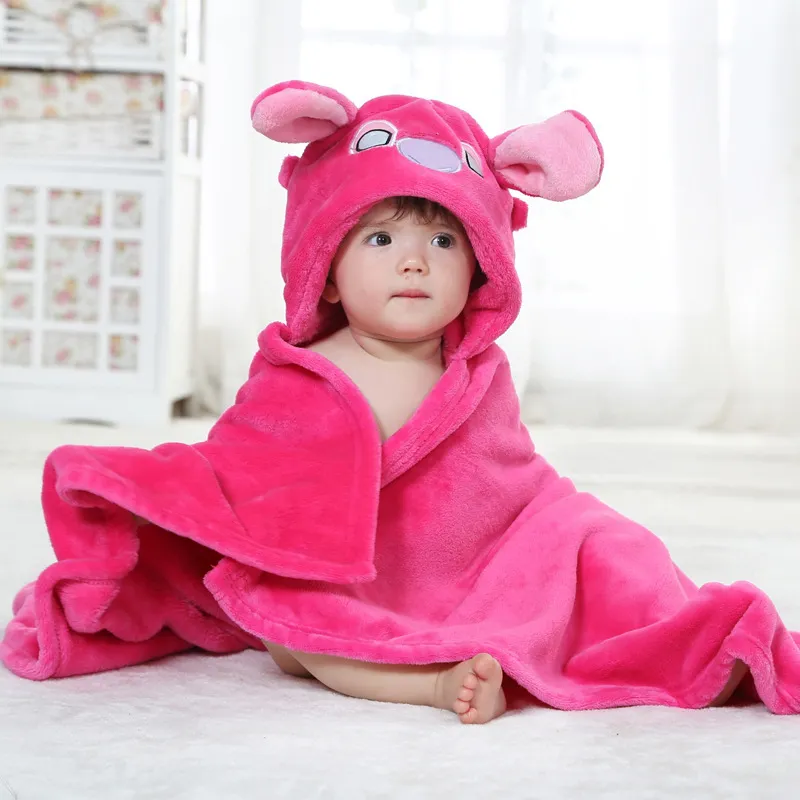 Blue Pink Stitch Animal Cosplay Incappucciato Baby Infant Girl Boy Flanella  Telo da bagno Wrap Accappatoio Cute Cartoon Pigiama Sleepwear 210317