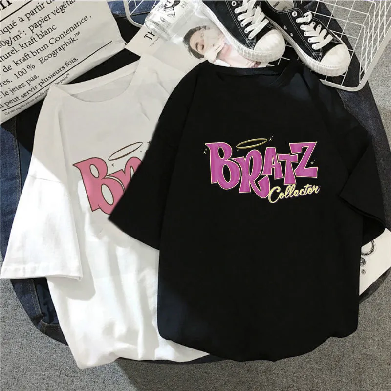 New Summer Bratz Letter T Shirt Women Casual White Tops Fashion T Shirt  Short Sleeve Printed Graphic Tee Women Clothing Poleras C0220 From Make07,  $7.38