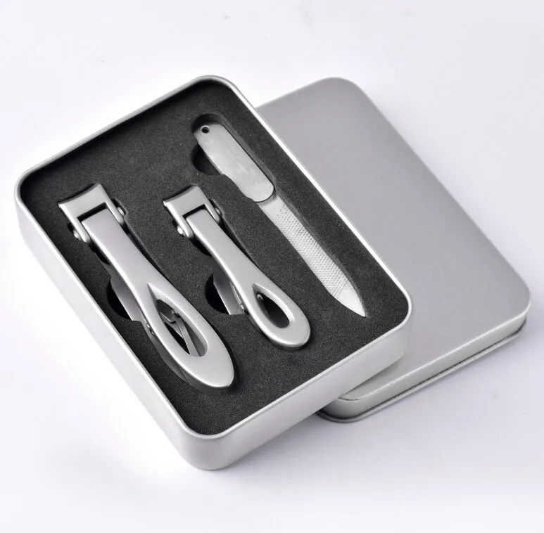 3PCS/SET Nail Clippers Stainless Steel Scissors Cutter Toenail File Manicure Trimmer for Thick With Box