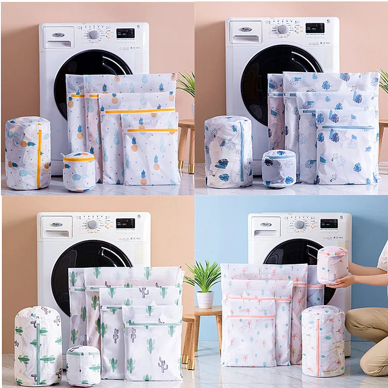 Laundry bag set with zipper mesh bags for washing machine use, foldable ...