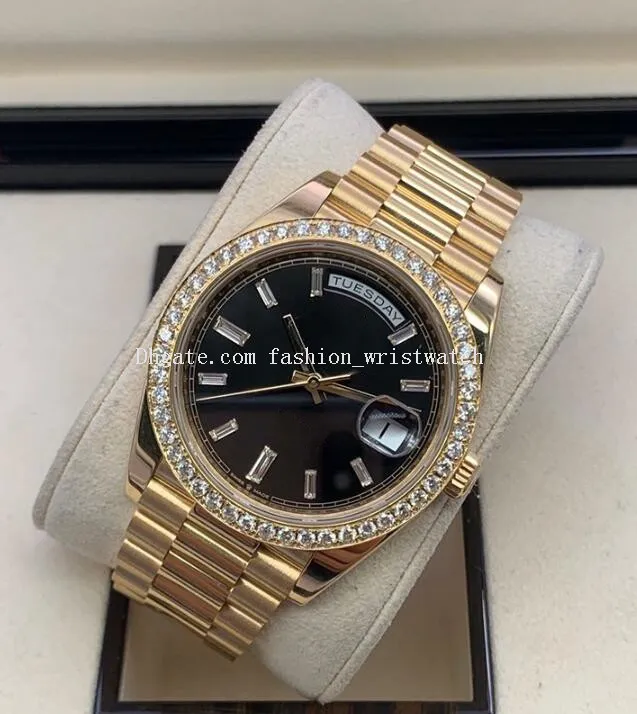 Мужские роскошные часы 228238 40 мм алмазный золотой календарь из нержавеющей стали браслет механические автоматические наручные часы оригинальная коробка