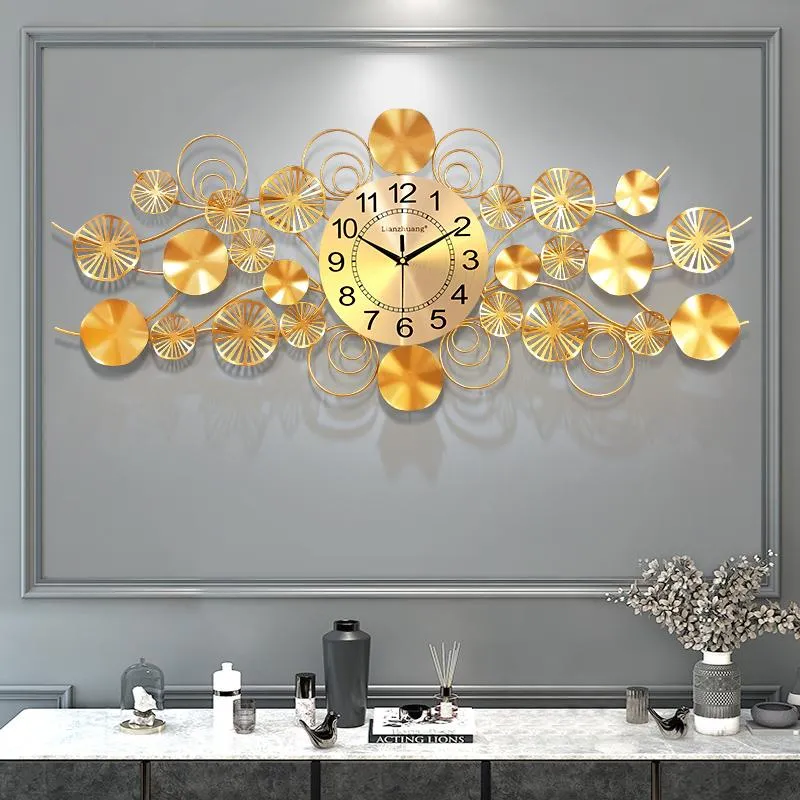 Zegary Ścienne Nowoczesne Projekt Duży Zegar Silent Nordic Golden salon Luksusowy Metal Simple Reloj de Pared Home Decor Da60WC