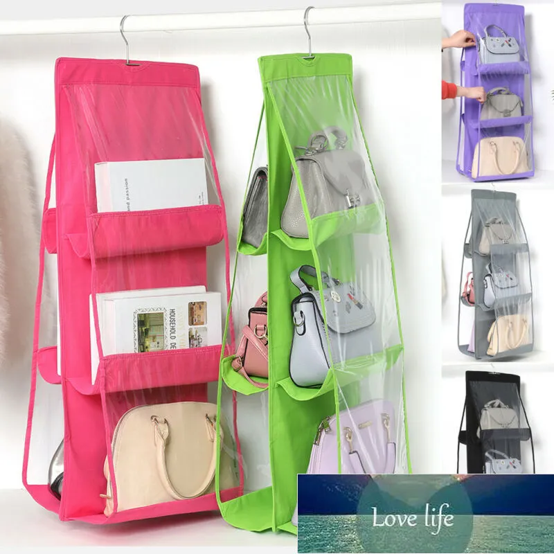 6 Pocket Foldable Hanging Bag 3 Layers Folding Shelf Bag Purse Handbag Organizer Door Sundry Pocket Hanger Storage Closet Hanger Factory price expert design Quality