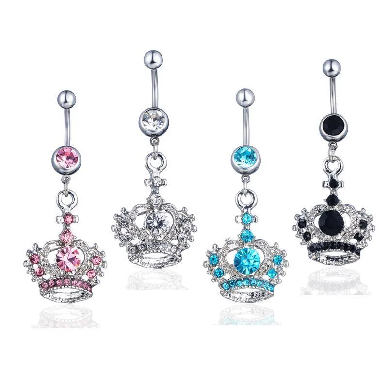 4 colors belly ring Crown piercing jewelry Rings Body Piercing Jewelry Dangle Accessories Fashion Charm