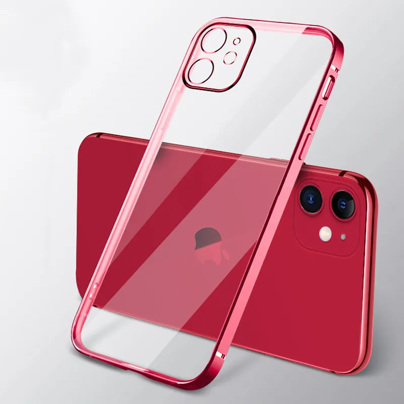 Custodie per iPhone 15 Pro Max 14 Plus 13 Mini 12 11 Placcatura alla moda Protezione per lenti elettrolitiche Trasparente Custodia trasparente in morbida gomma TPU Custodia trasparente in silicone