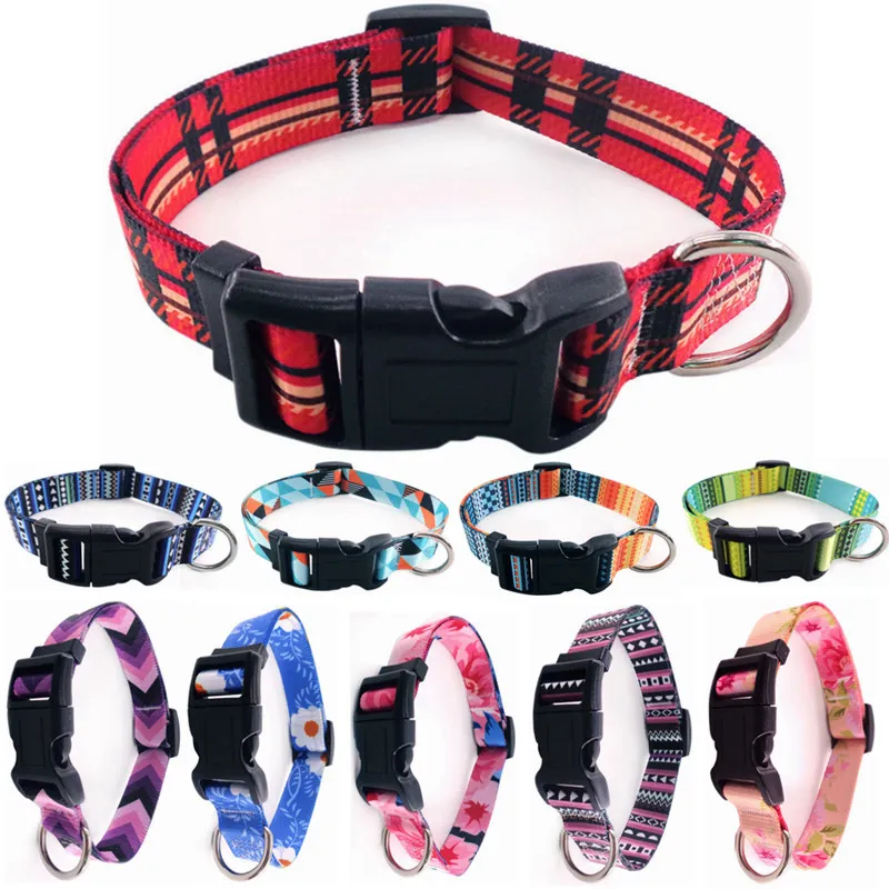 Pet Cat Dog Collar Comfortable Colorful Sublimation Adjustable Pet Collar Fadeproof Printing Designer Bohemian British Style 