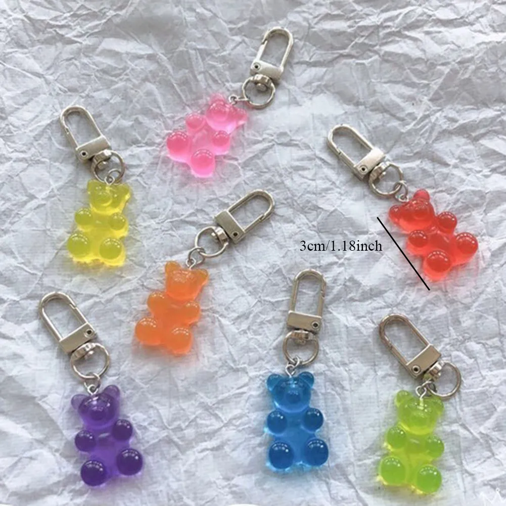 Gummy Bear Brelok Flatback Żywica Wisiorek Charms Kolorowe Kobiety Torba Torebka Keyring Key Holder Key Breloczkowy Torba Wisiorek Prezent