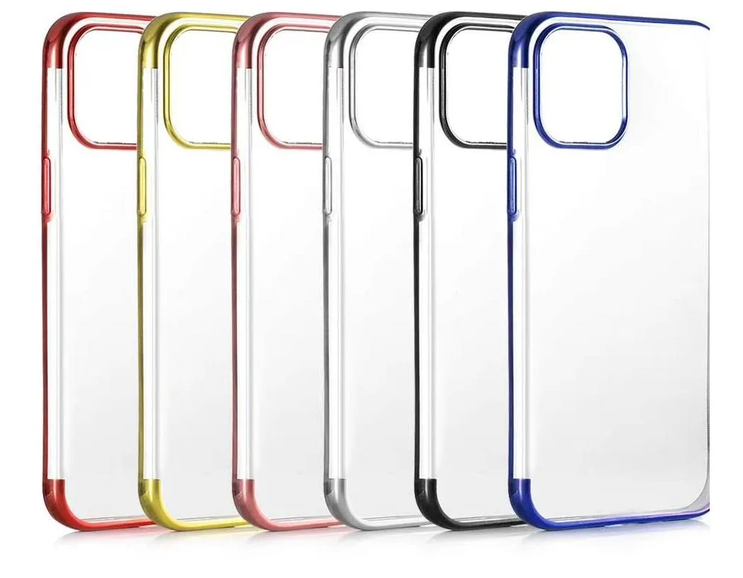 Galvanoplastie Chromé Métallique Bling Transparent Placage TPU Souple Pour Iphone 12 Mini Pro 11 Pro Max XS X XR 8 7 6 Plus