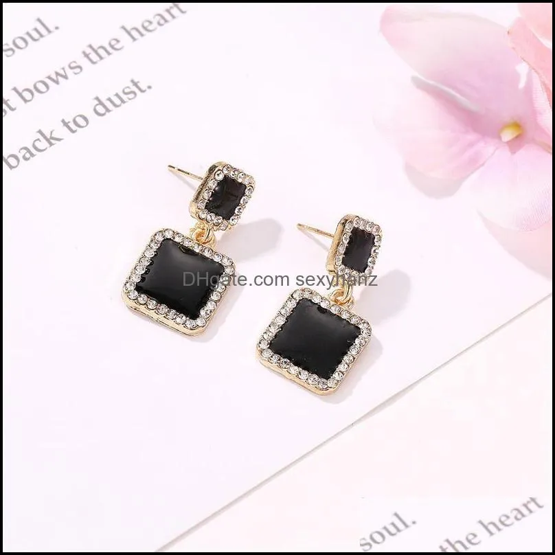 Five-pointed Star Square Circle Stud Earrings Women Geometric Alloy Diamond Ear Drop Korean Business Wind Party Gift Dangle Earring Jewelry