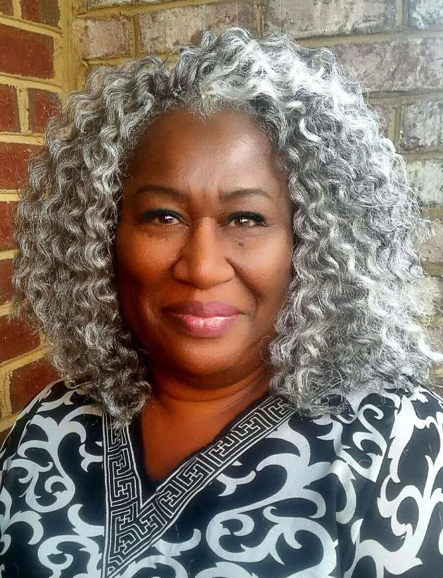 Salt And Pepper Deep Twist Gray Hair Ponytail Extension For Black