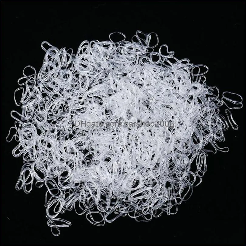 1000PCS/Lot Girl Ponytail Holder Ring Black Transparent Disposable Elastic Hair Bands Rubber Band Scrunchies Kid Hair Accessories DBC