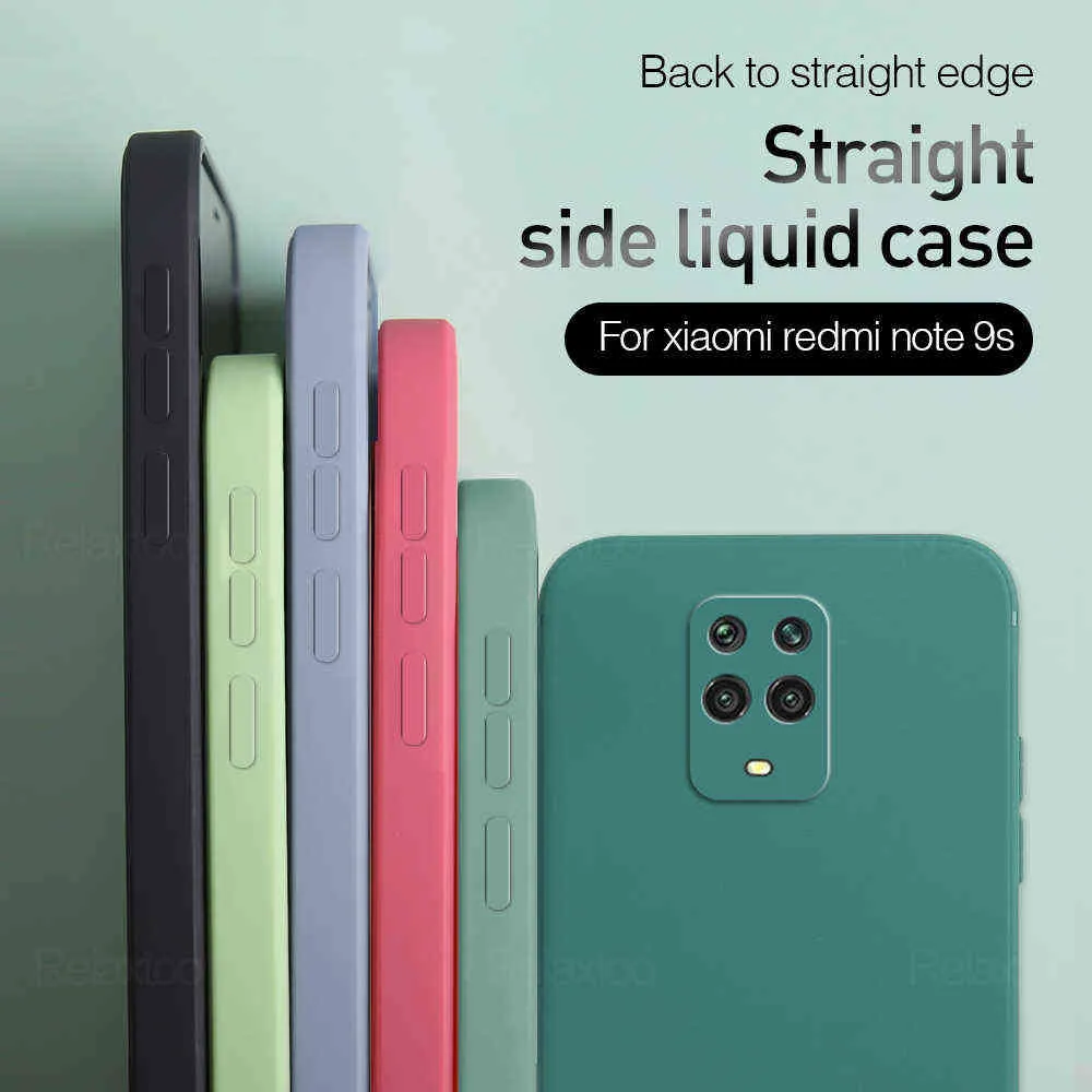 Coques de téléphone Nouvelle coque en silicone liquide carrée pour Xiaomi Redmi Note 9 Pro Max 9S 9T Lentille de l'appareil photo Couverture arrière de protection Note9 S T Funda