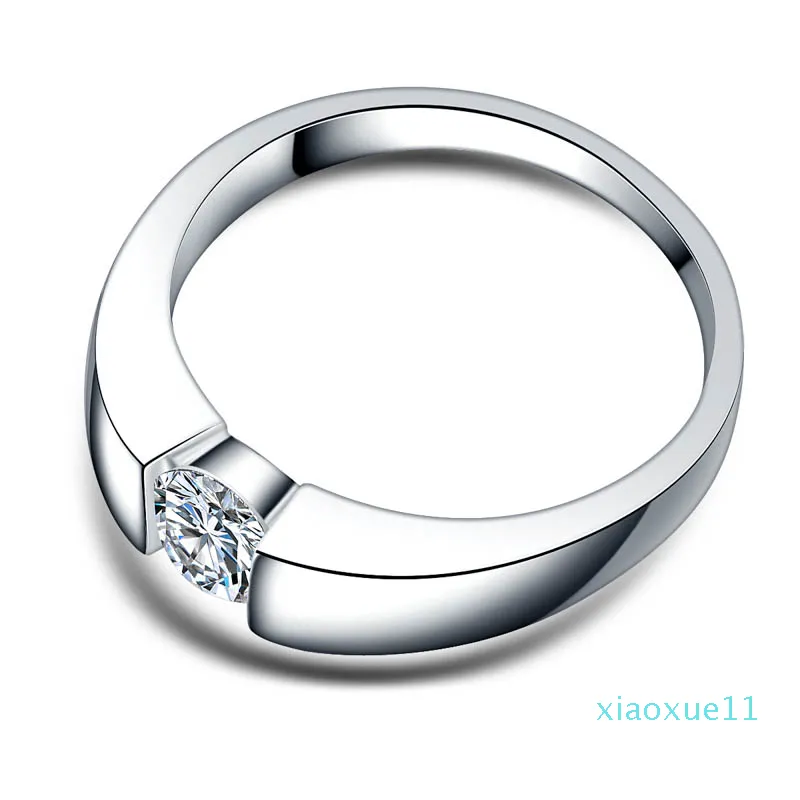 Anelli di fidanzamento di stile di moda di alta qualità per le donne Anelli di nozze eterni in pietra CZ di cristallo bianco zirconi color argento