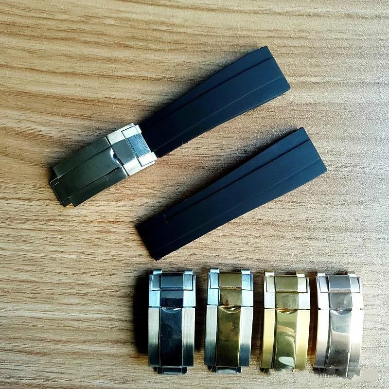 Ajuste de la correa de 20 mm caliente para Rolex Sub / GMT / YM Nuevos accesorios de reloj de banda impermeable duraderable suave con plata. Bandas de reloj de acero originales de plata
