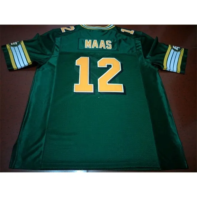 001 Edmonton Eskimos #12 Jason Maas White Green real Full embroidery College Jersey Size S-4XL or custom any name or number jersey