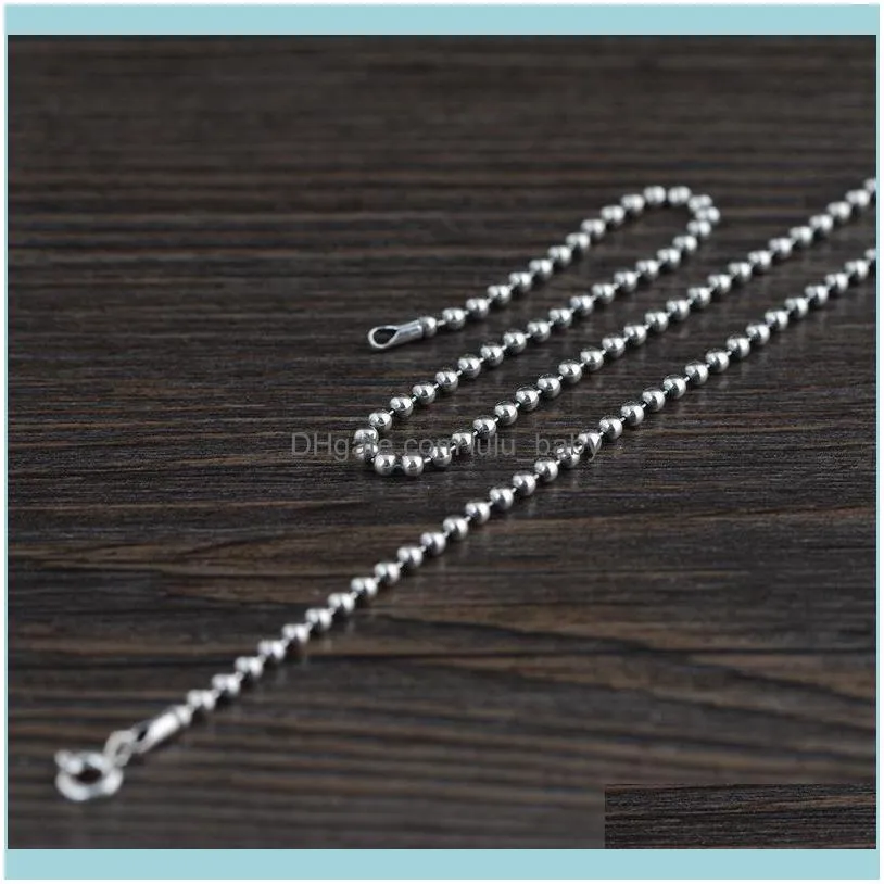 Chains Fine Necklace Women Jewelry 925 Silver Round Beads 2.0mm 2021 Drop Center Trendy Style