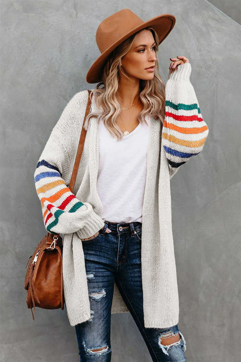 Rainbow Striped Boho Long Knitted Cardigan Pink Slim Fit Winter Coat For Women By Fitshinling From Mu04 24.28 DHgate.Com