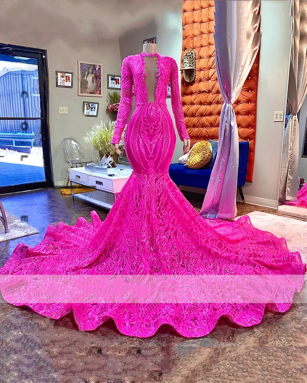 Bridesmaid Dresses Prom Dresses At Target Black Sparkly Prom Dresses  Fuchsia Mermaid Gown: Shinning Sequin Long