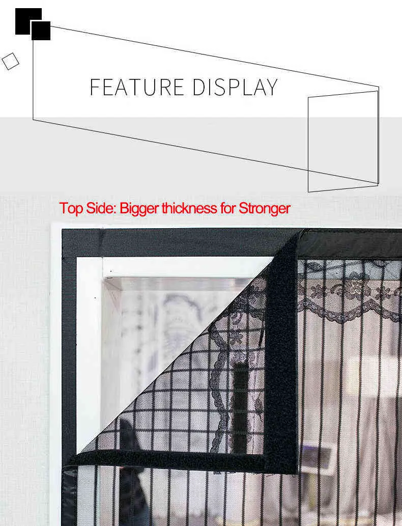 High Quality Reinforced Magnetic Screen Door Anti-Mosquito Curtain Magic Magnets Encryption Mosquito Mesh Net On the Door 211102299e